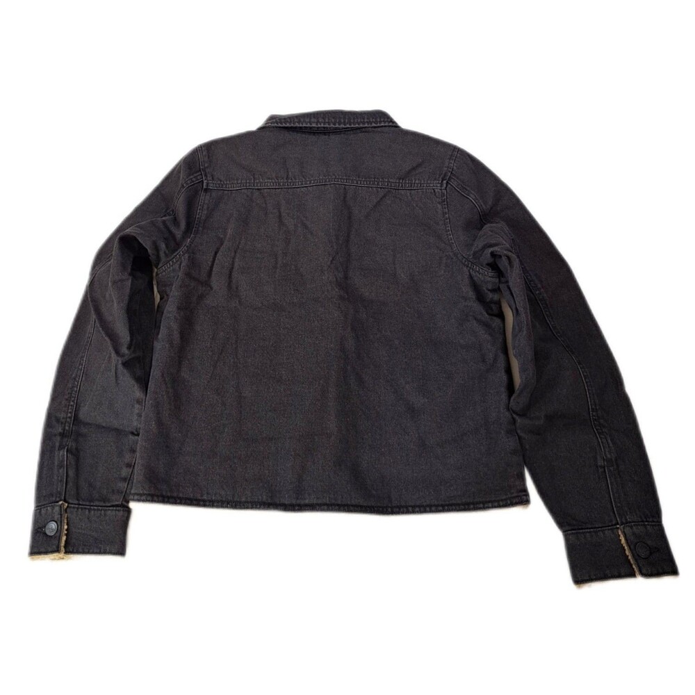 Woolrich Womens Luxe Denim Trucker Jacket Faux Shearling Lined Black Wash Size M - Picture 12 of 16
